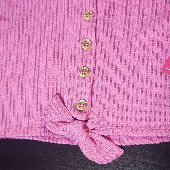 Vince Camuto Girl's Pink Ribbed Knit Short Set NWT Size Small Pink Matching Set - Picture 3 of 10